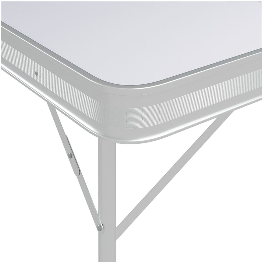 Hopfällbart campingbord med 2 bänkar aluminium vit vidaXL – bild 6