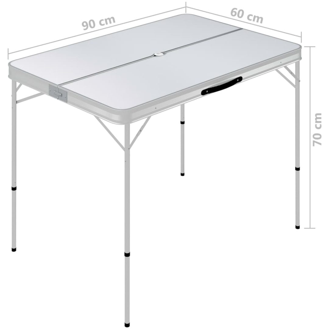 Hopfällbart campingbord med 2 bänkar aluminium vit vidaXL – bild 7