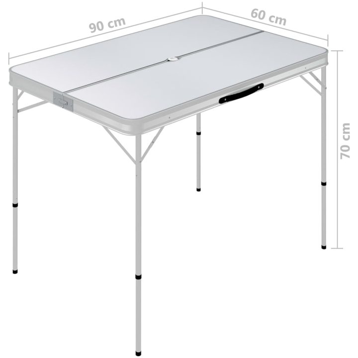 Hopfällbart campingbord med 2 bänkar aluminium vit vidaXL – bild 7