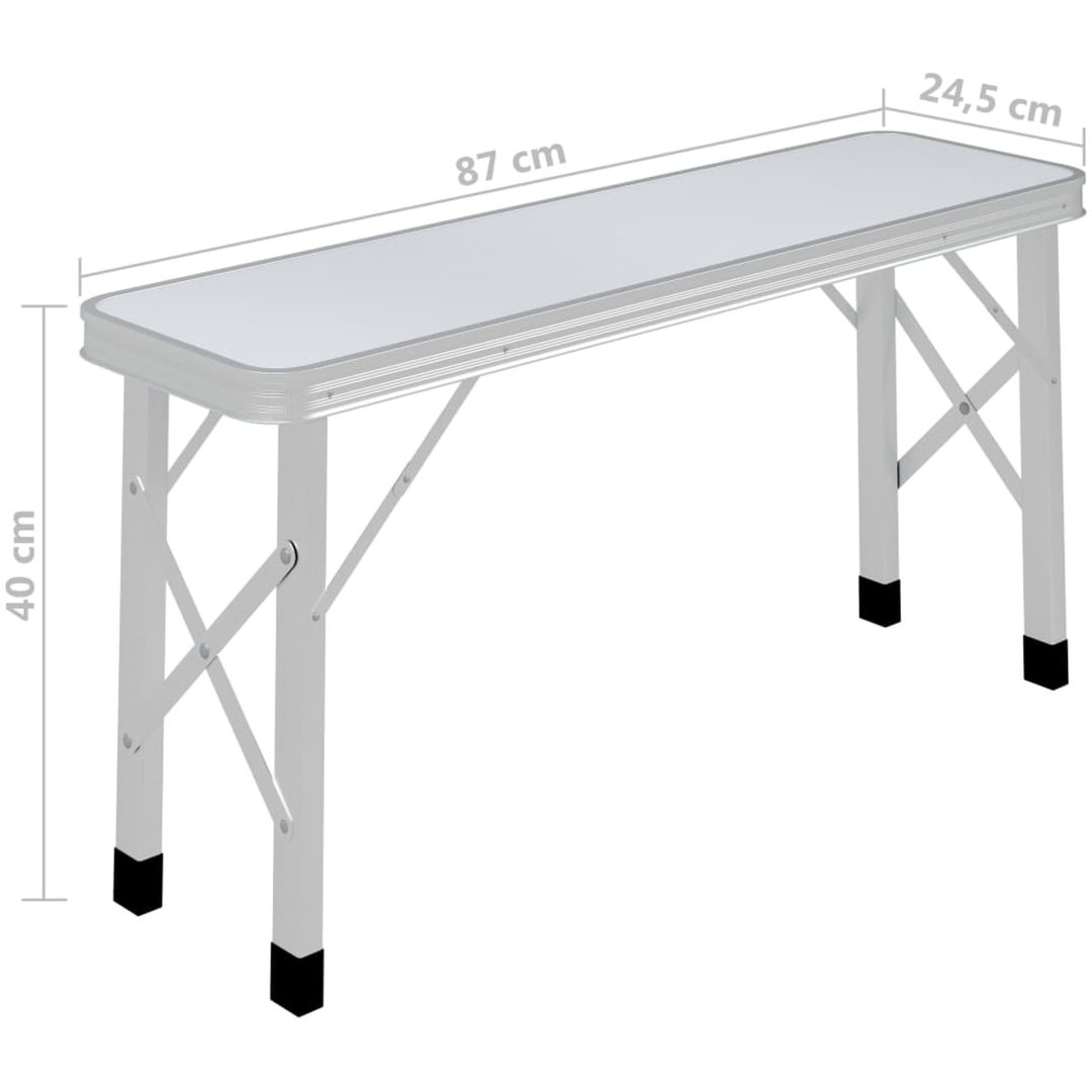 Hopfällbart campingbord med 2 bänkar aluminium vit vidaXL – bild 8