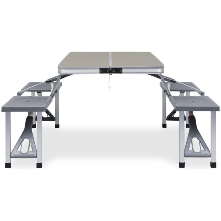 Hopfällbart campingbord med 4 sitsar stål aluminium vidaXL – bild 2