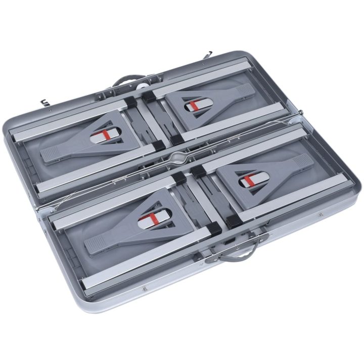 Hopfällbart campingbord med 4 sitsar stål aluminium vidaXL – bild 5