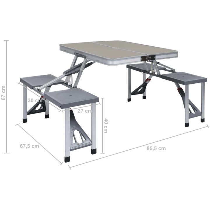 Hopfällbart campingbord med 4 sitsar stål aluminium vidaXL – bild 9