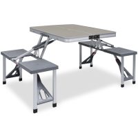 Hopfällbart campingbord med 4 sitsar stål aluminium vidaXL