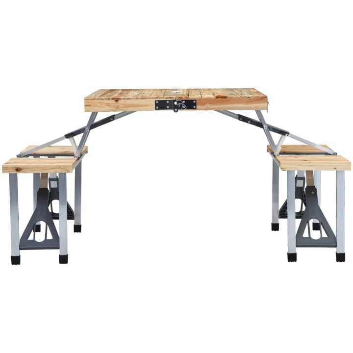 Hopfällbart campingbord med 4 sitsar stål aluminium vidaXL – bild 2
