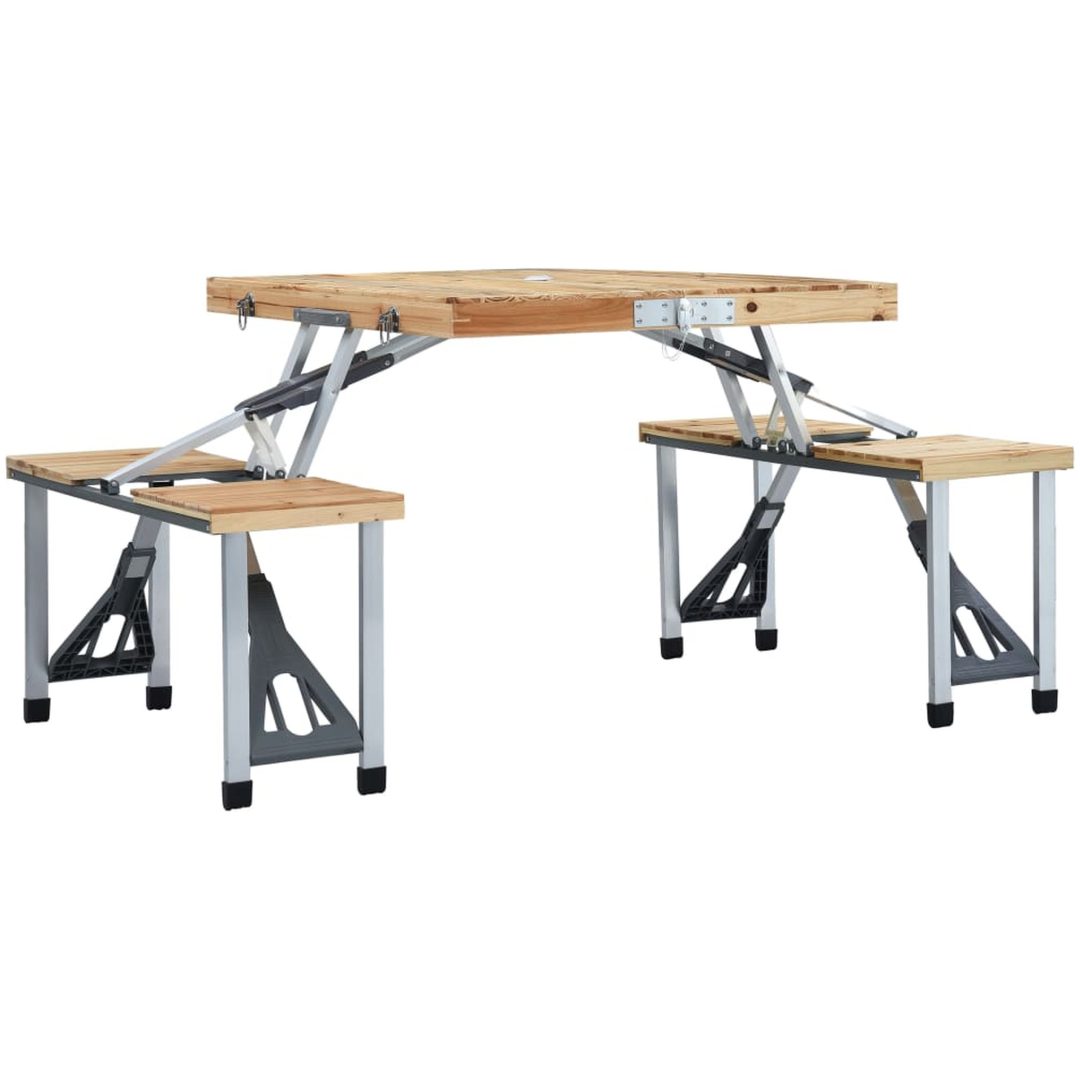Hopfällbart campingbord med 4 sitsar stål aluminium vidaXL – bild 3