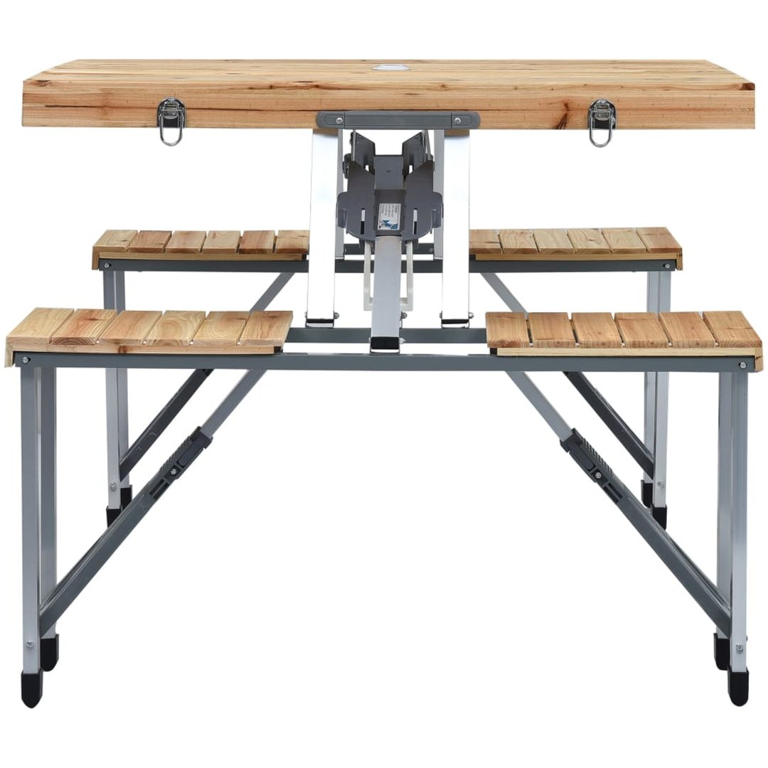 Hopfällbart campingbord med 4 sitsar stål aluminium vidaXL – bild 4