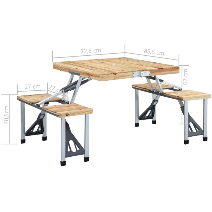 Hopfällbart campingbord med 4 sitsar stål aluminium vidaXL – bild 10