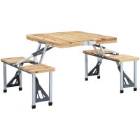 Hopfällbart campingbord med 4 sitsar stål aluminium vidaXL