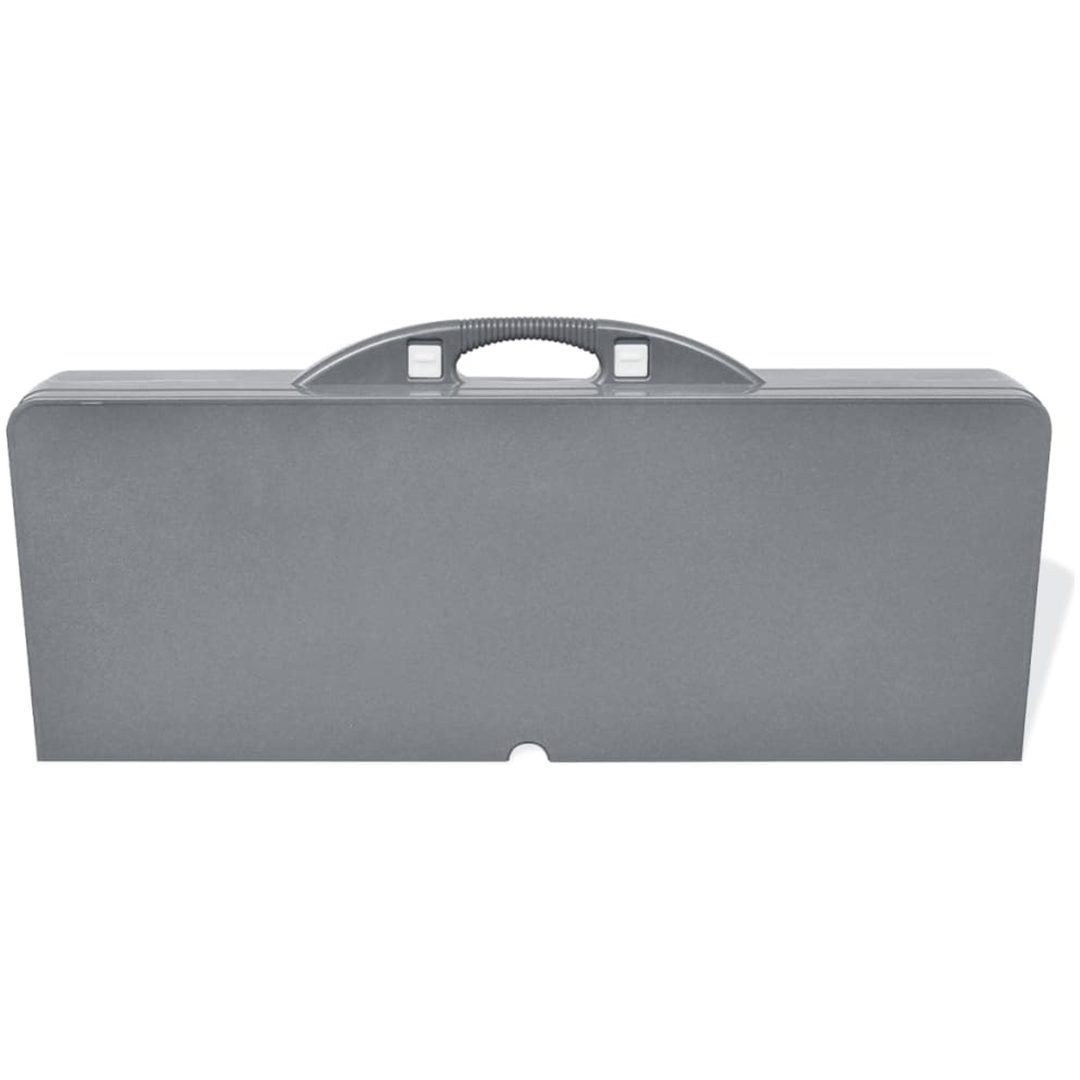 Hopfällbart campingbord med 4 stolar i aluminium ljusgrått vidaXL – bild 4