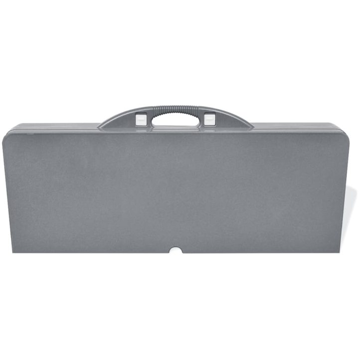 Hopfällbart campingbord med 4 stolar i aluminium ljusgrått vidaXL – bild 4