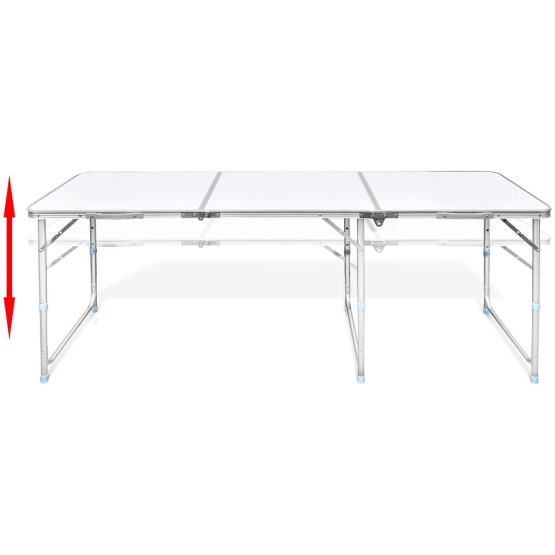 Hopfällbart campingbord med justerbar höjd Aluminium vidaXL 180 x 60 cm – bild 6