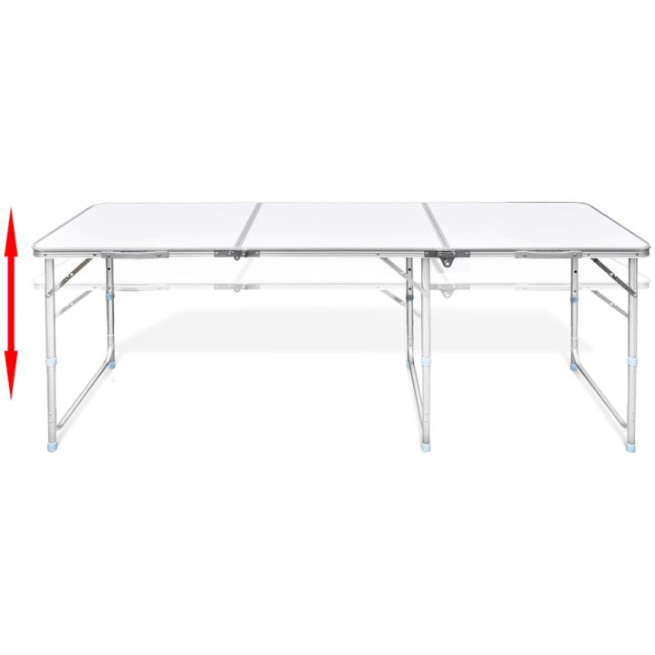 Hopfällbart campingbord med justerbar höjd Aluminium vidaXL 180 x 60 cm – bild 6