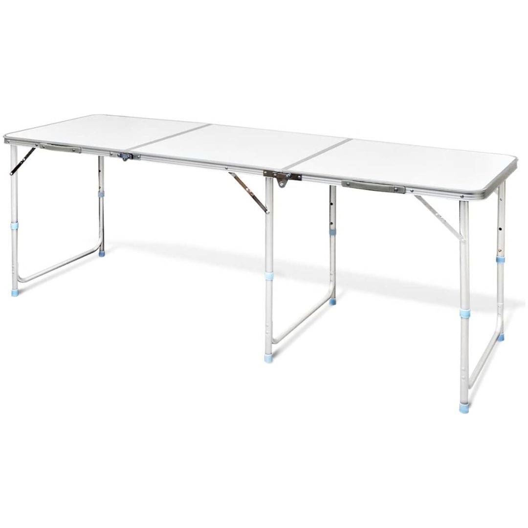 Hopfällbart campingbord med justerbar höjd Aluminium vidaXL 180 x 60 cm