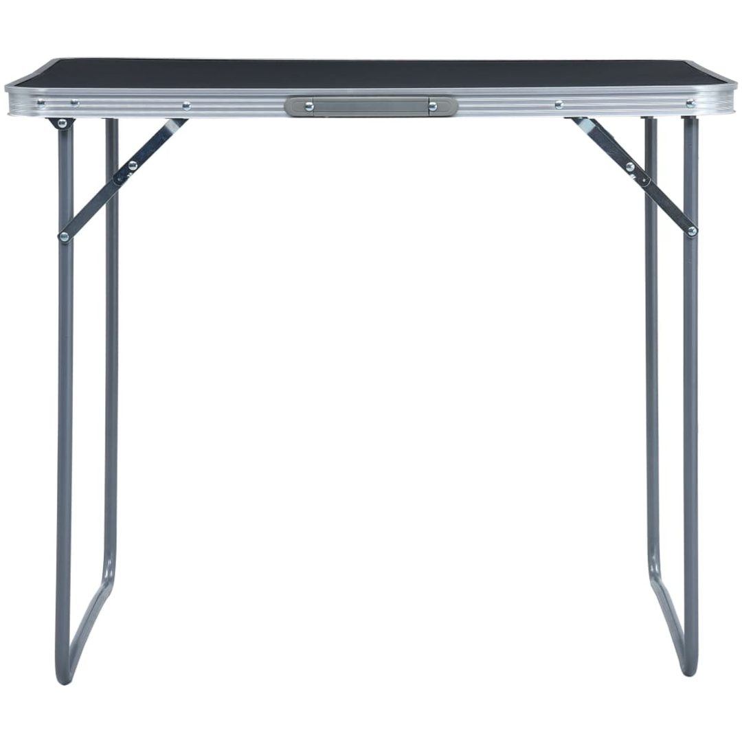 Hopfällbart campingbord med metallram 80x60 cm grå vidaXL – bild 2