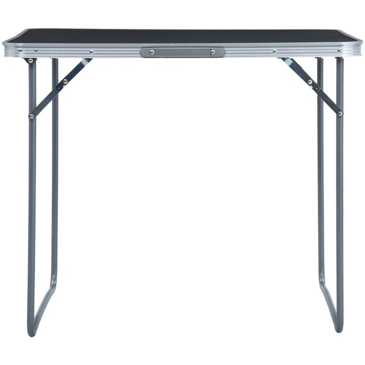 Hopfällbart campingbord med metallram 80x60 cm grå vidaXL – bild 2