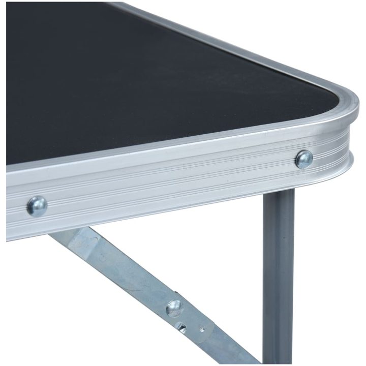Hopfällbart campingbord med metallram 80x60 cm grå vidaXL – bild 6