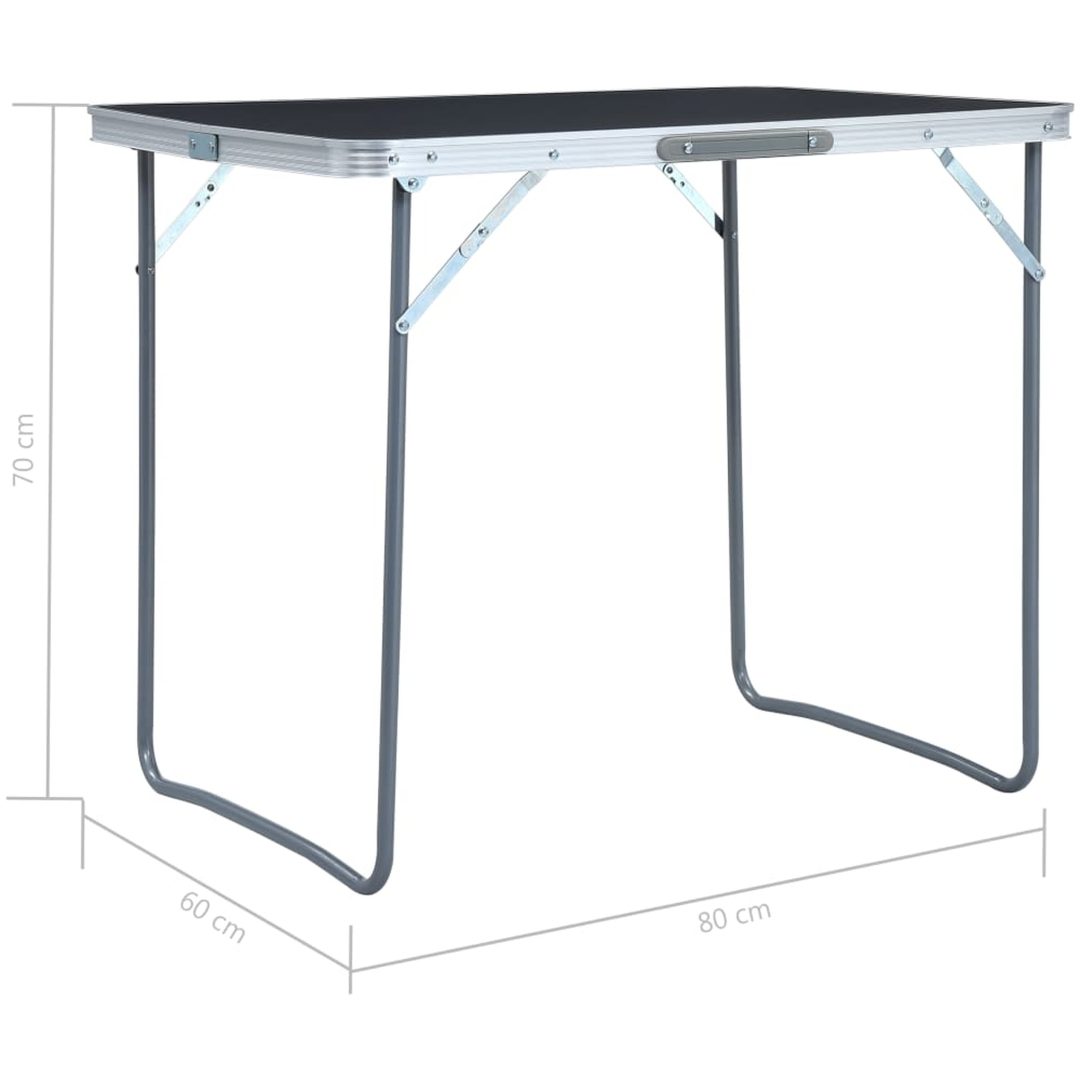 Hopfällbart campingbord med metallram 80x60 cm grå vidaXL – bild 7