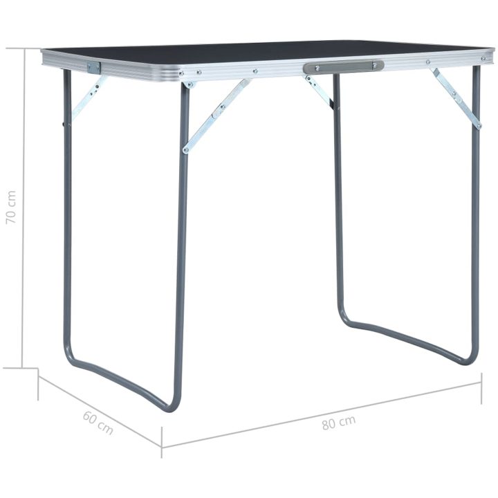 Hopfällbart campingbord med metallram 80x60 cm grå vidaXL – bild 7