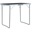Hopfällbart campingbord med metallram 80x60 cm grå vidaXL – miniatyr 1