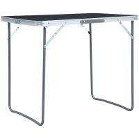 Hopfällbart campingbord med metallram 80x60 cm grå vidaXL
