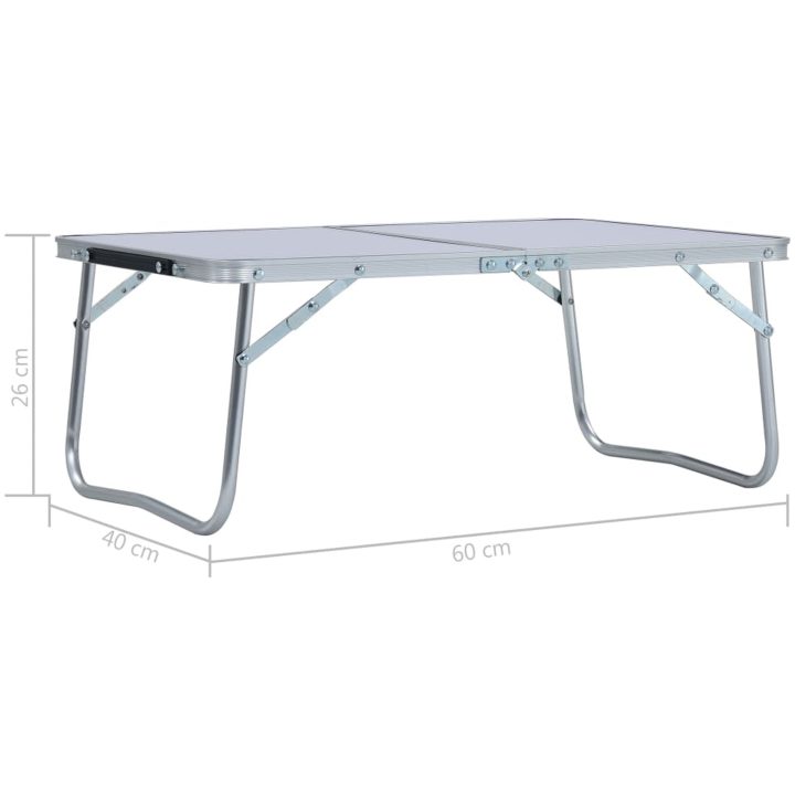 Hopfällbart campingbord vit aluminium 60x40 cm vidaXL – bild 8