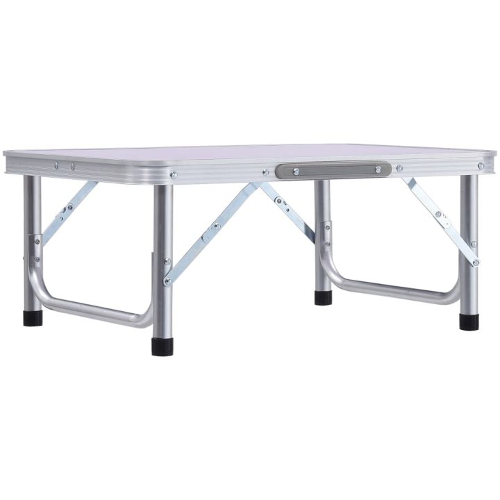 Hopfällbart campingbord vit aluminium 60x45 cm vidaXL – bild 2