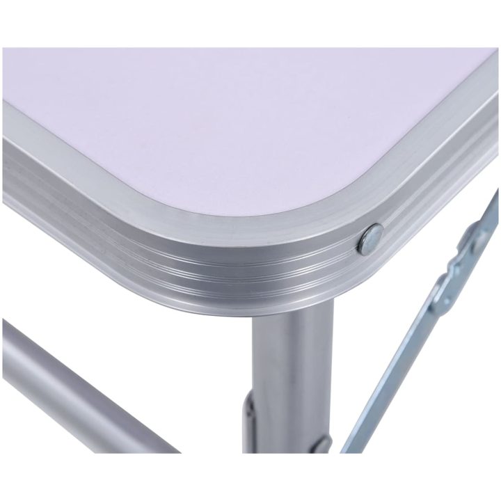 Hopfällbart campingbord vit aluminium 60x45 cm vidaXL – bild 6
