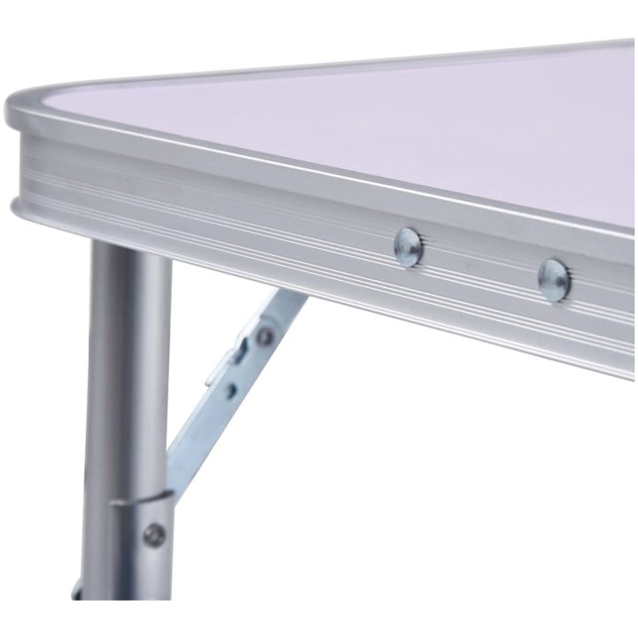 Hopfällbart campingbord vit aluminium 60x45 cm vidaXL – bild 7