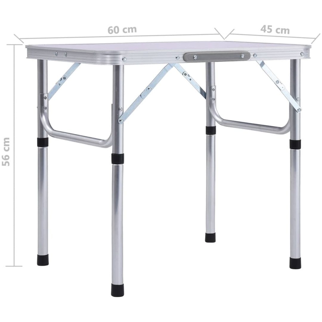 Hopfällbart campingbord vit aluminium 60x45 cm vidaXL – bild 8