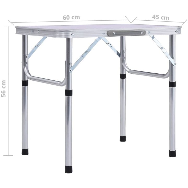 Hopfällbart campingbord vit aluminium 60x45 cm vidaXL – bild 8