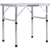 Hopfällbart campingbord vit aluminium 60x45 cm vidaXL – miniatyr 1