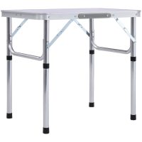 Hopfällbart campingbord vit aluminium 60x45 cm vidaXL
