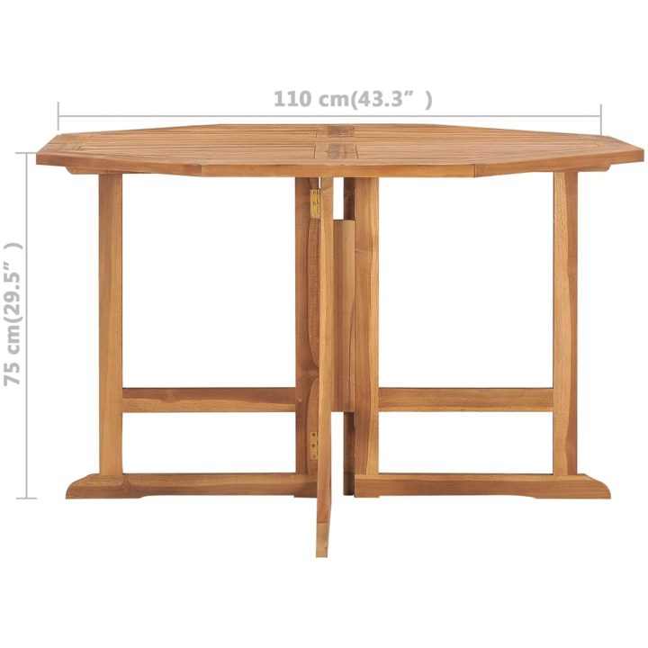 Hopfällbart matbord för trädgården 110x110x75 cm massiv teak vidaXL – bild 7