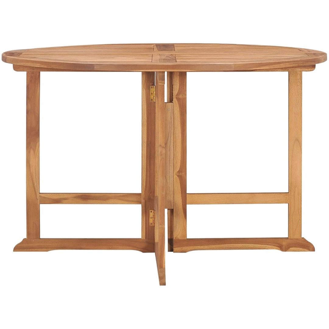 Hopfällbart matbord för trädgården ⌀110x75 cm massiv teak vidaXL – bild 3