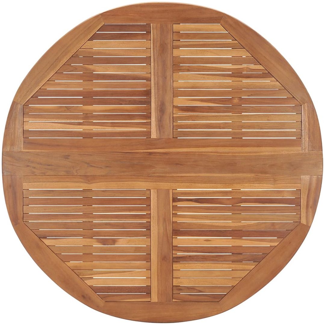 Hopfällbart matbord för trädgården ⌀110x75 cm massiv teak vidaXL – bild 4