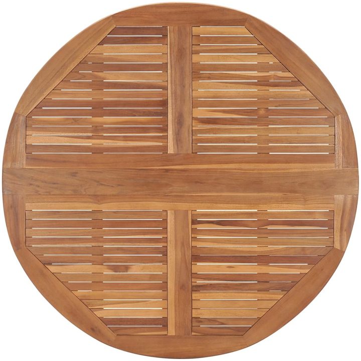 Hopfällbart matbord för trädgården ⌀110x75 cm massiv teak vidaXL – bild 4