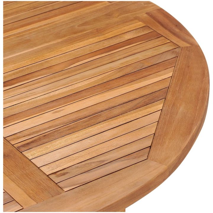 Hopfällbart matbord för trädgården ⌀110x75 cm massiv teak vidaXL – bild 5