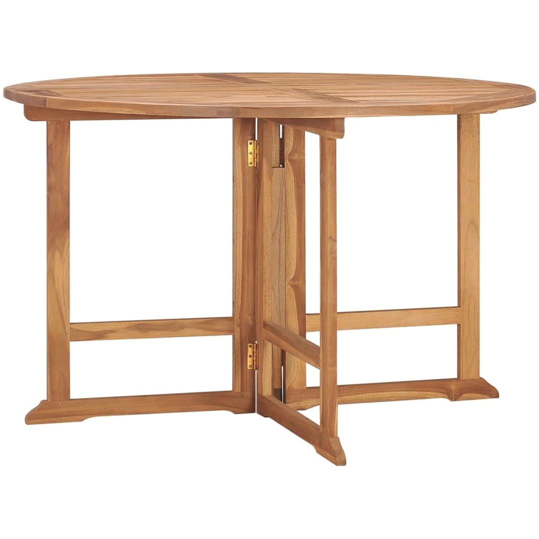 Hopfällbart matbord för trädgården ⌀110x75 cm massiv teak vidaXL