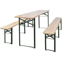 Hopfällbart ölbord med 2 bänkar 220 cm granträ vidaXL