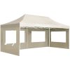 Hopfällbart partytält aluminium med väggar gräddvit vidaXL 6 x 3 m – miniatyr 2