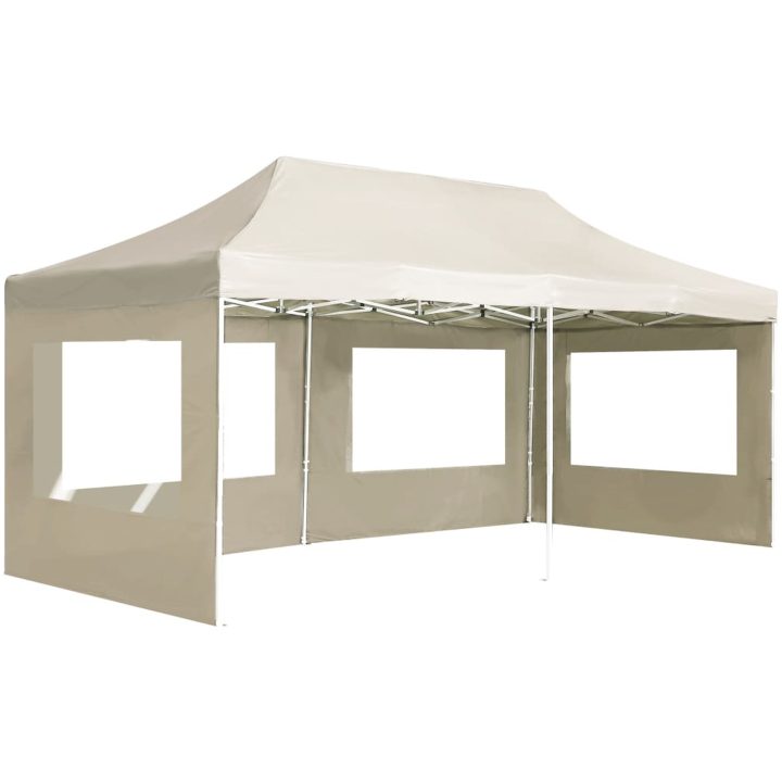 Hopfällbart partytält aluminium med väggar gräddvit vidaXL 6 x 3 m – bild 2
