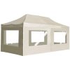 Hopfällbart partytält aluminium med väggar gräddvit vidaXL 6 x 3 m – miniatyr 1