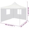 Hopfällbart partytält med 2 sidoväggar 3x3 m stål vit vidaXL – miniatyr 9