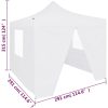 Hopfällbart partytält med 4 sidoväggar 3x3 m stål vit vidaXL – miniatyr 11