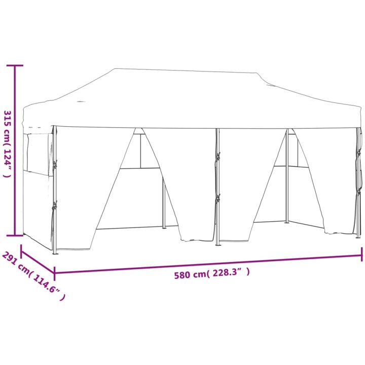 Hopfällbart partytält med 4 sidoväggar 3x6 m stål blå vidaXL – bild 11