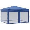 Hopfällbart partytält med sidoväggar blå vidaXL 3 x 3 m – miniatyr 2