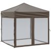 Hopfällbart partytält med sidoväggar taupe vidaXL 2 x 2 m – miniatyr 2