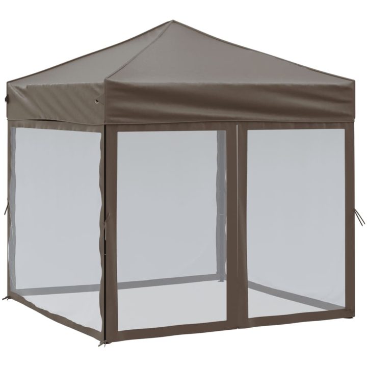 Hopfällbart partytält med sidoväggar taupe vidaXL 2 x 2 m – bild 2