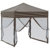 Hopfällbart partytält med sidoväggar taupe vidaXL 2 x 2 m – miniatyr 3
